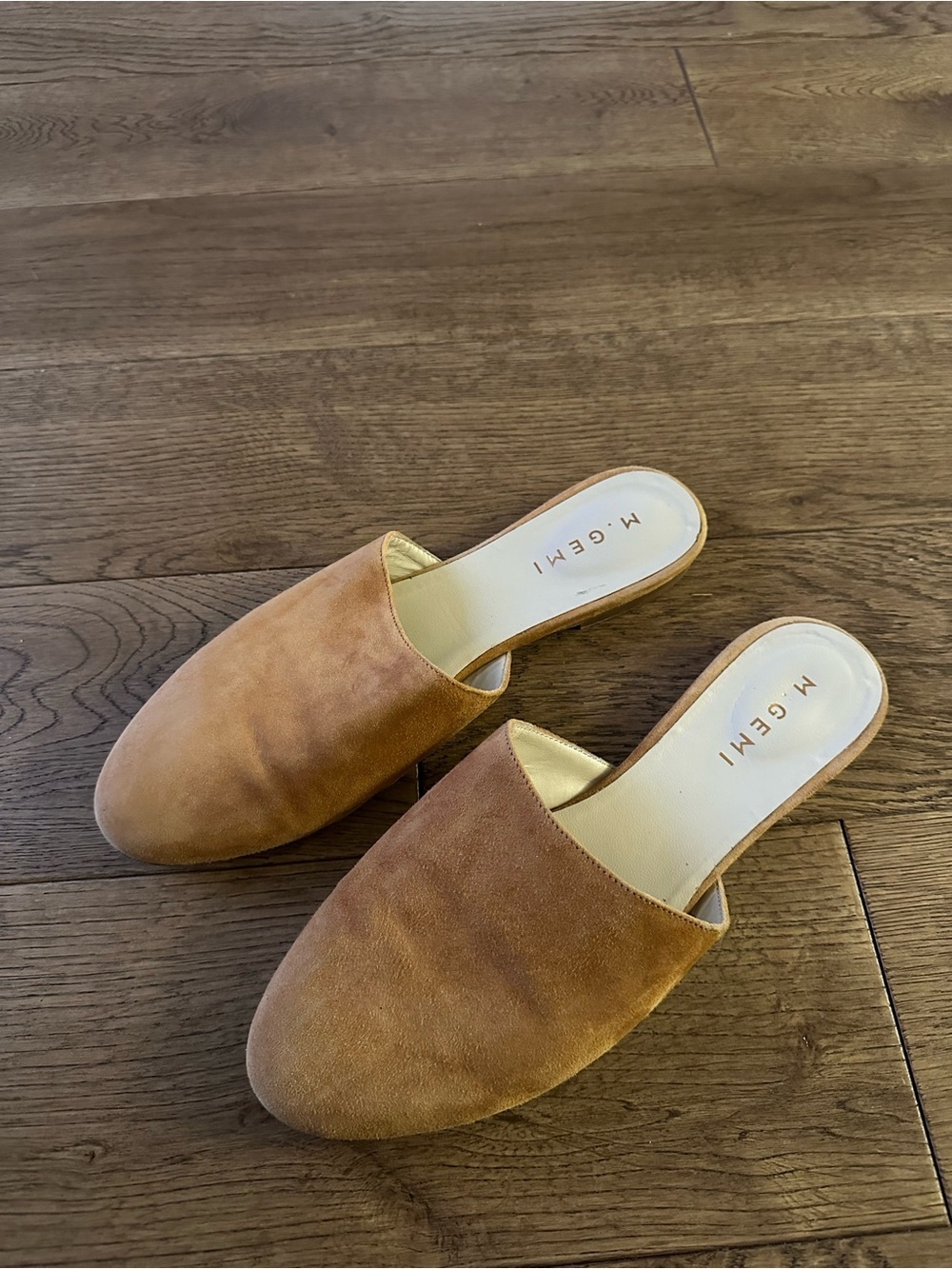 M. Gemi Suede Leather Loafers Round Toe Shoes Brown All Leather Made In Italy